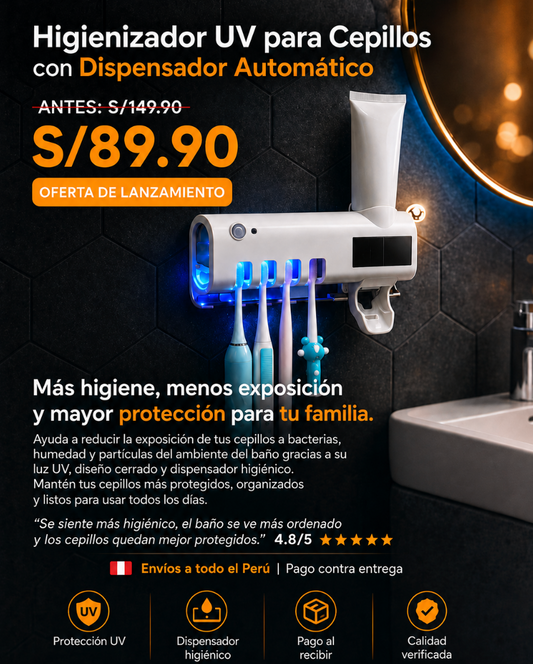 CleanBrush UV™ | Higienizador y Organizador de Cepillos Dentales