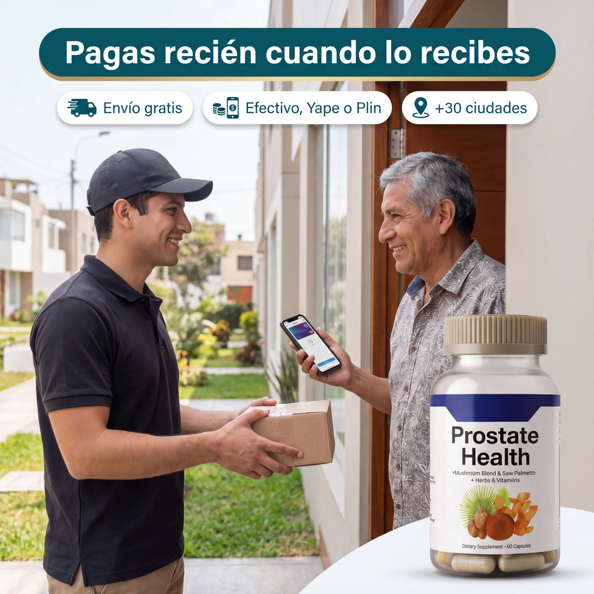 Prostate Health – Fórmula con Saw Palmetto + 10 Hierbas y Vitaminas para el Bienestar Masculino (60 Cápsulas)